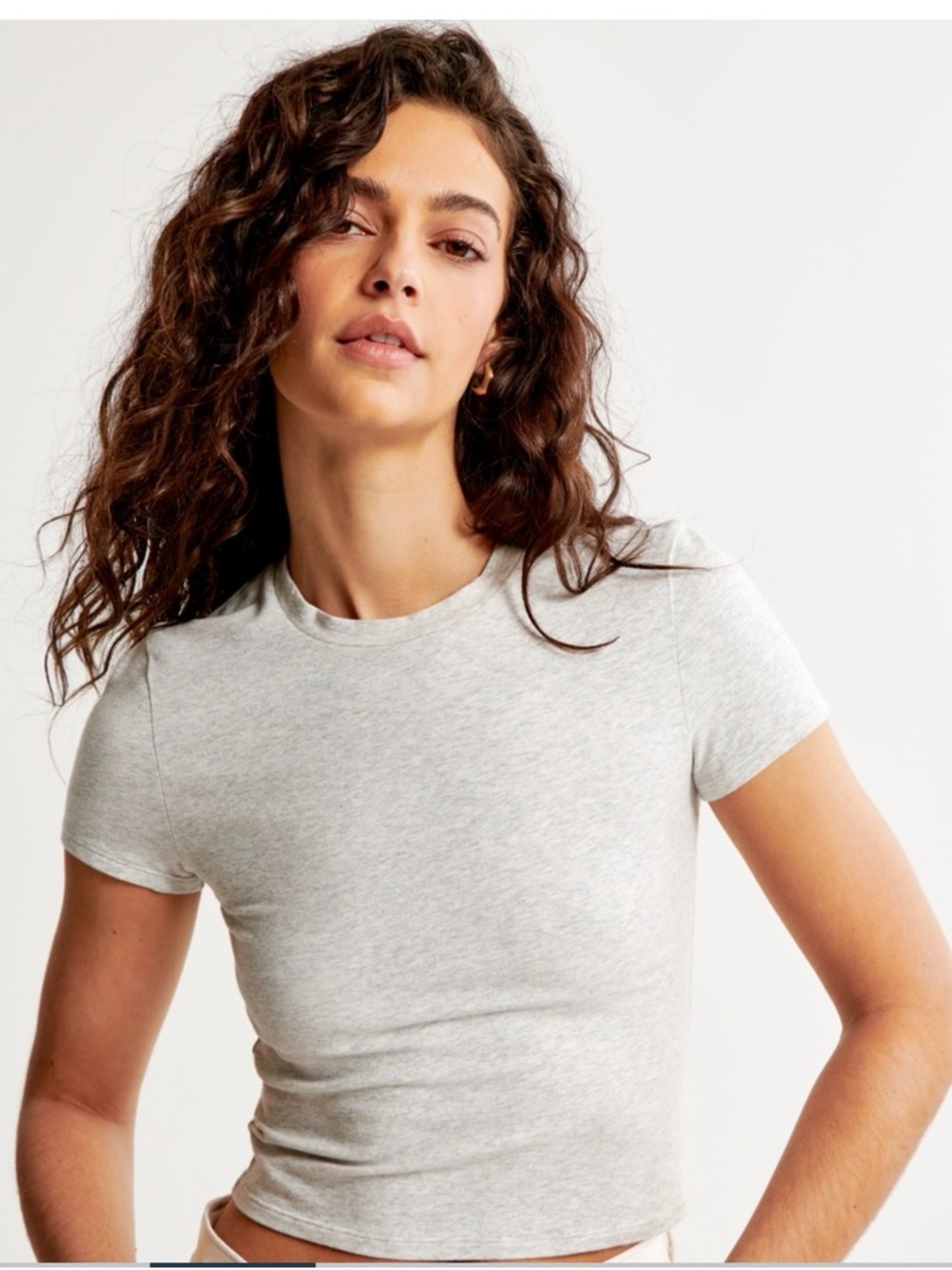 Abercrombie & Fitch Light Heather Gray essential baby tee